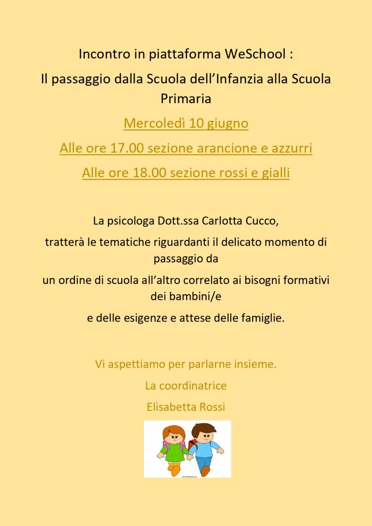 Incontro con la dr.ssa Cucco  in piattaforma WEschool